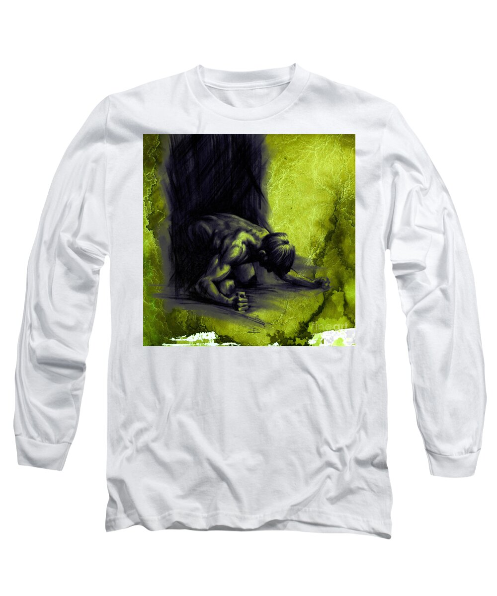 Fine Art By Paul Davenport Long Sleeve T-Shirt featuring the drawing Textured Frustration by Paul Davenport