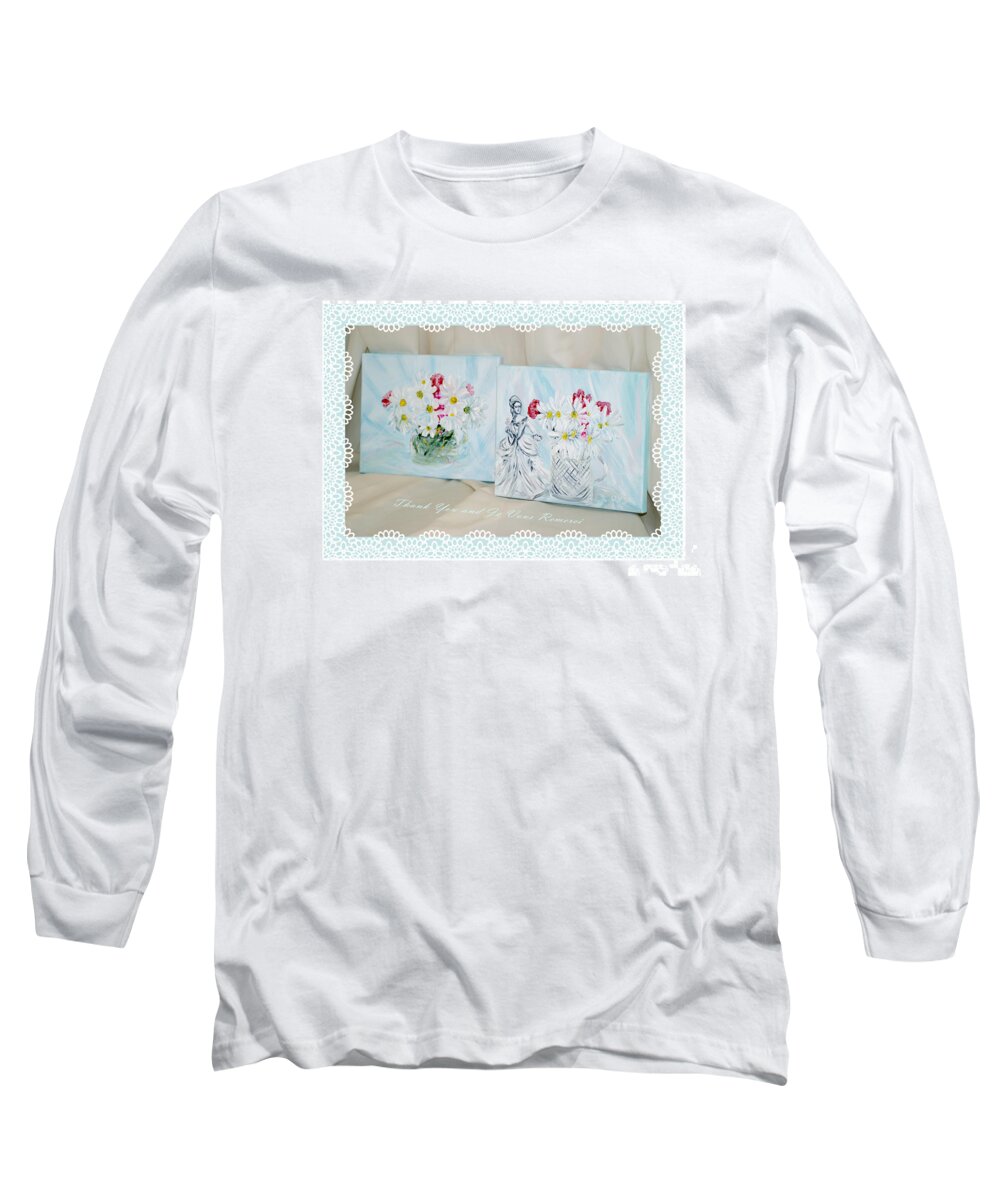 Unique Art Collection Long Sleeve T-Shirt featuring the painting Thank You  and Je Vous Remerci Collection of 2 paintings by Oksana Semenchenko
