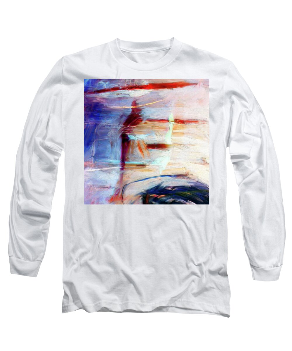 Abstract Long Sleeve T-Shirt featuring the painting The Auberge by Dominic Piperata