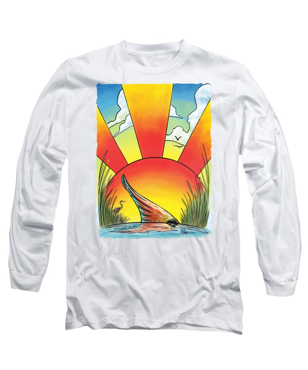 Redfish Long Sleeve T-Shirt featuring the digital art The Backcountry by Kevin Putman