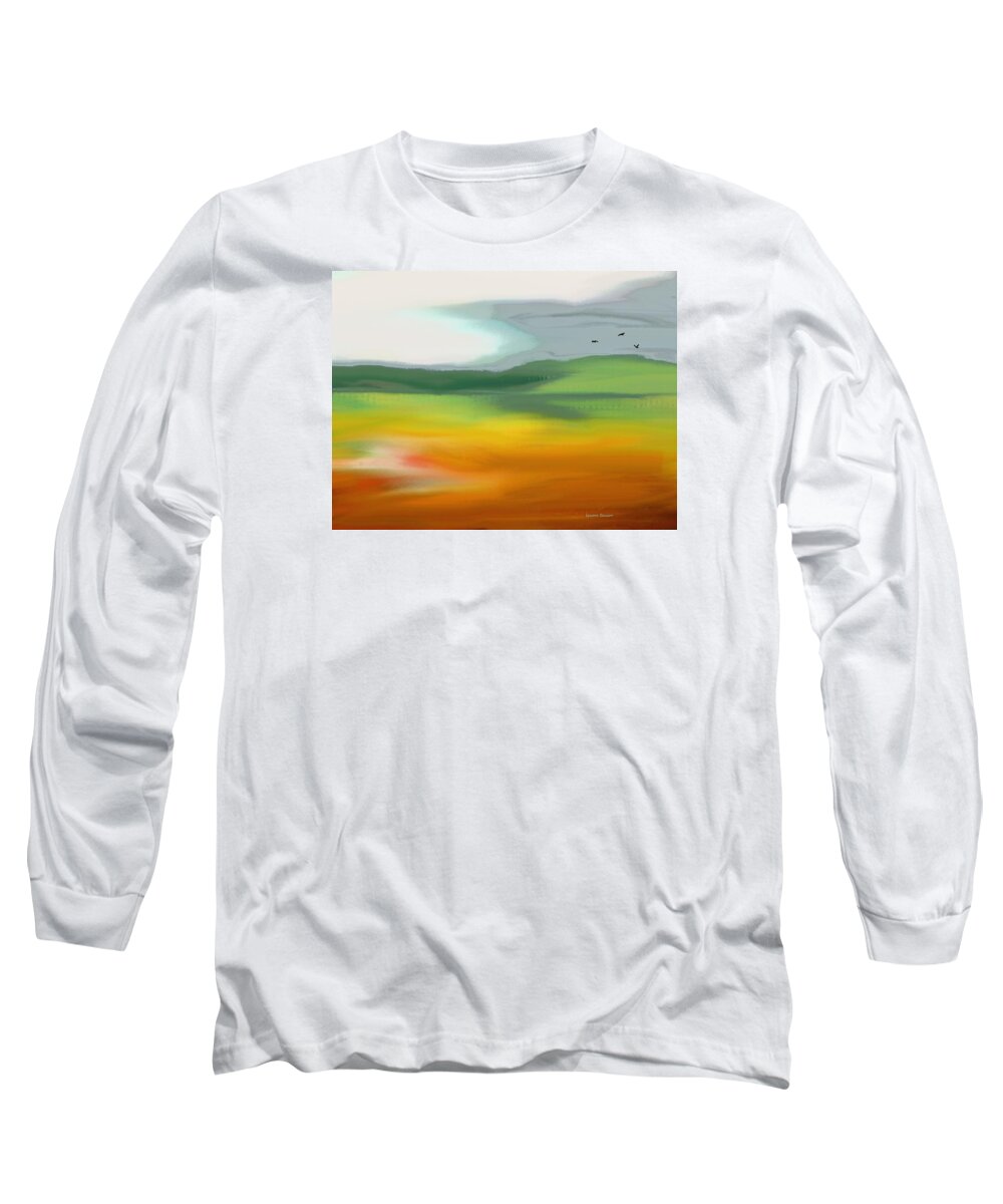 Abstract Long Sleeve T-Shirt featuring the painting The Distant Hills by Lenore Senior