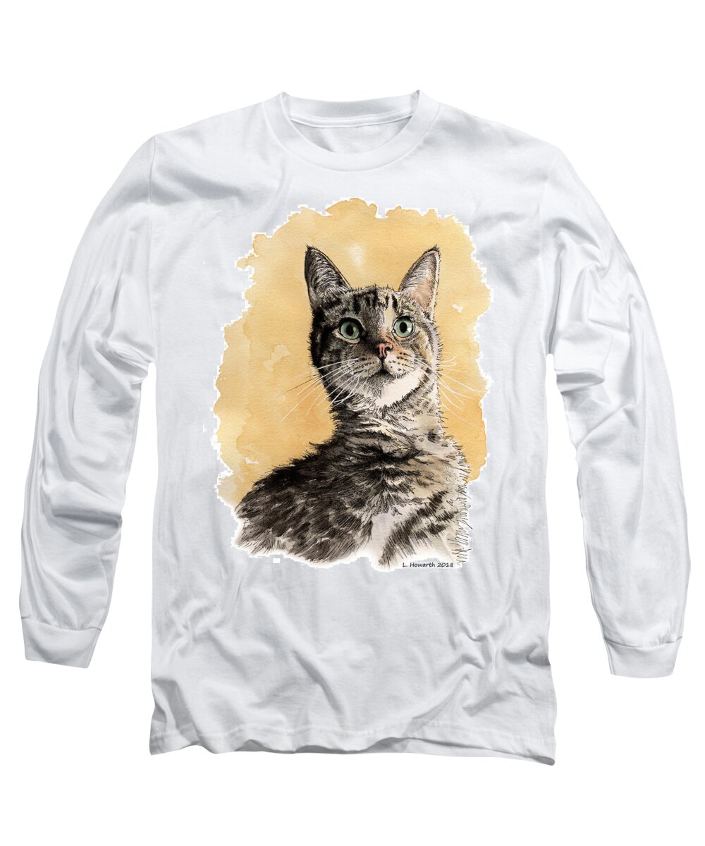 Cat Long Sleeve T-Shirt featuring the painting The Earl of Australia by Louise Howarth