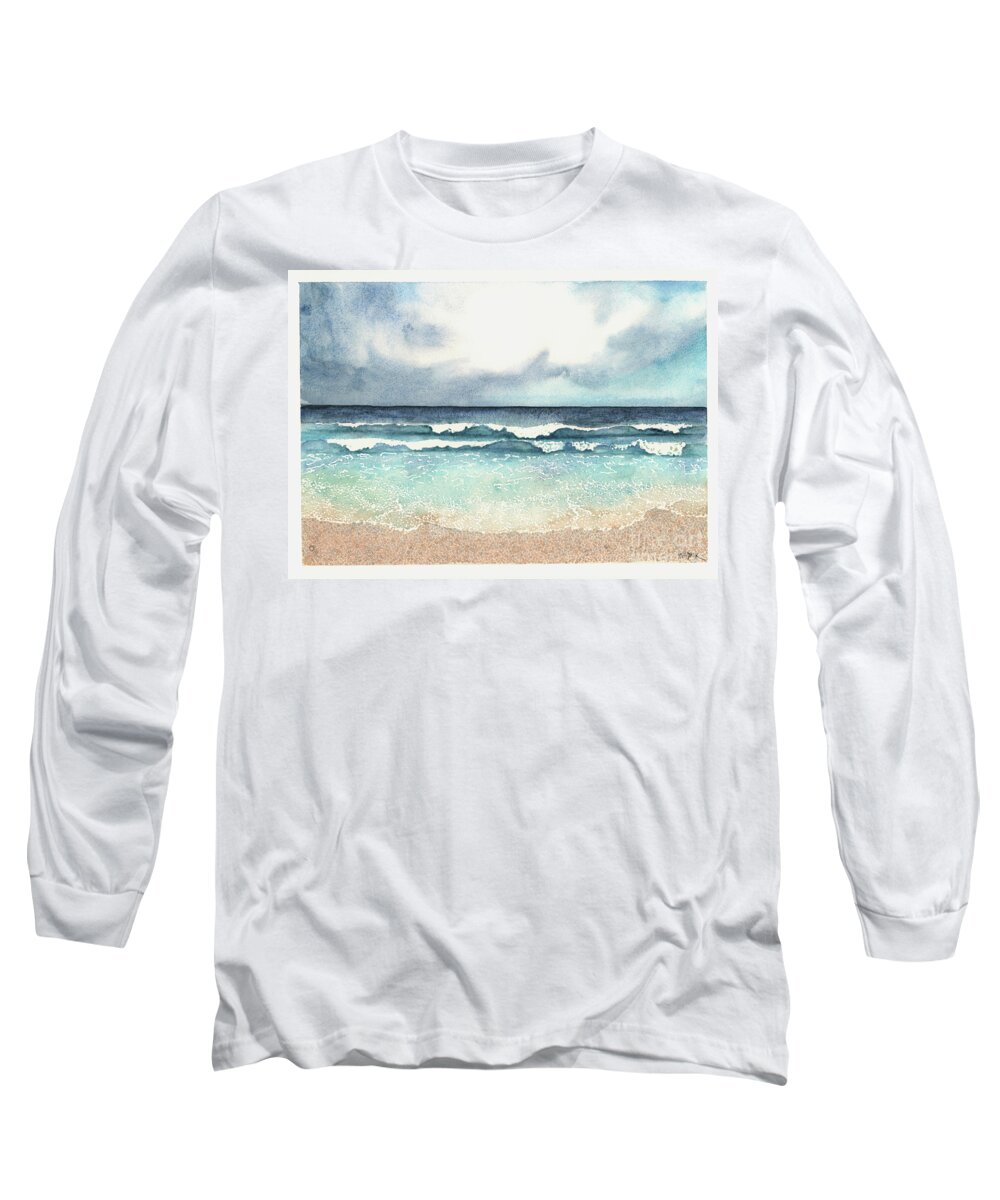 Beach Long Sleeve T-Shirt featuring the painting The Forecast for Today by Hilda Wagner