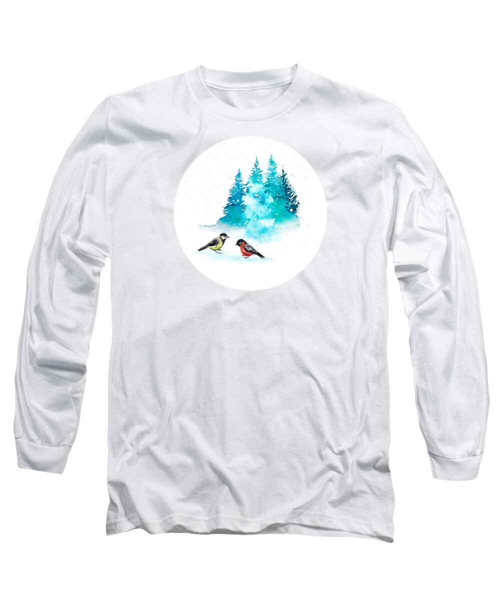Winter Long Sleeve T-Shirt featuring the painting The Heart Of Winter by Little Bunny Sunshine