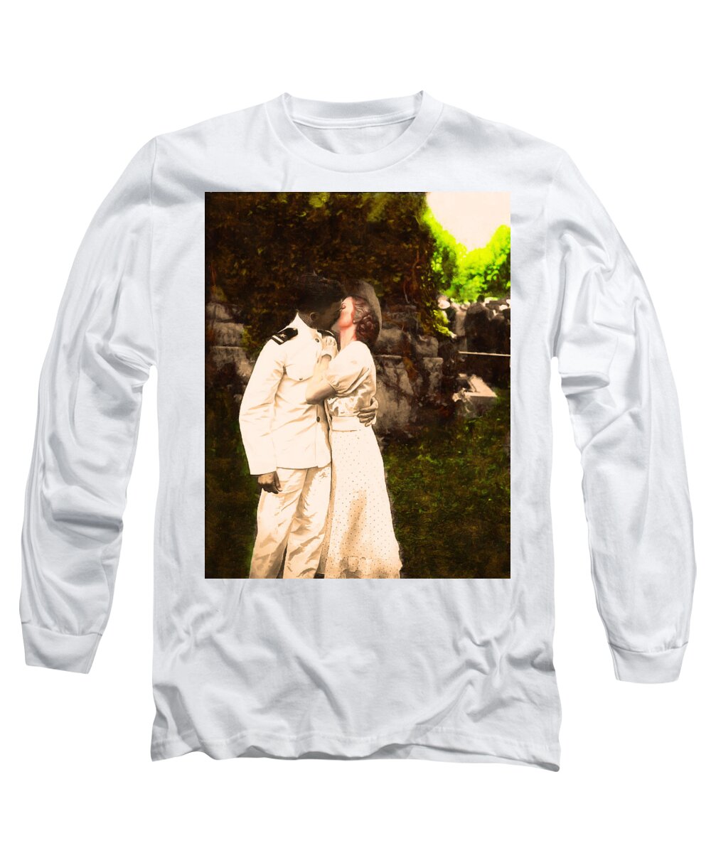 The Kiss Long Sleeve T-Shirt featuring the digital art The Kiss by Caterina Christakos