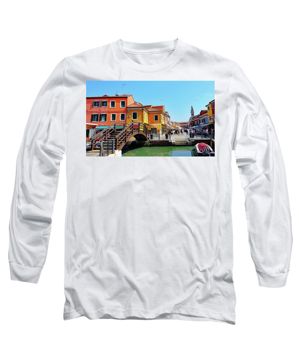 Burano Long Sleeve T-Shirt featuring the photograph The Main Street On The Island Of Burano, Italy by Rick Rosenshein