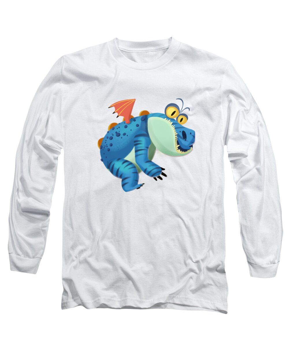 Card Long Sleeve T-Shirt featuring the painting The Sloth Dragon Monster by Next Mars