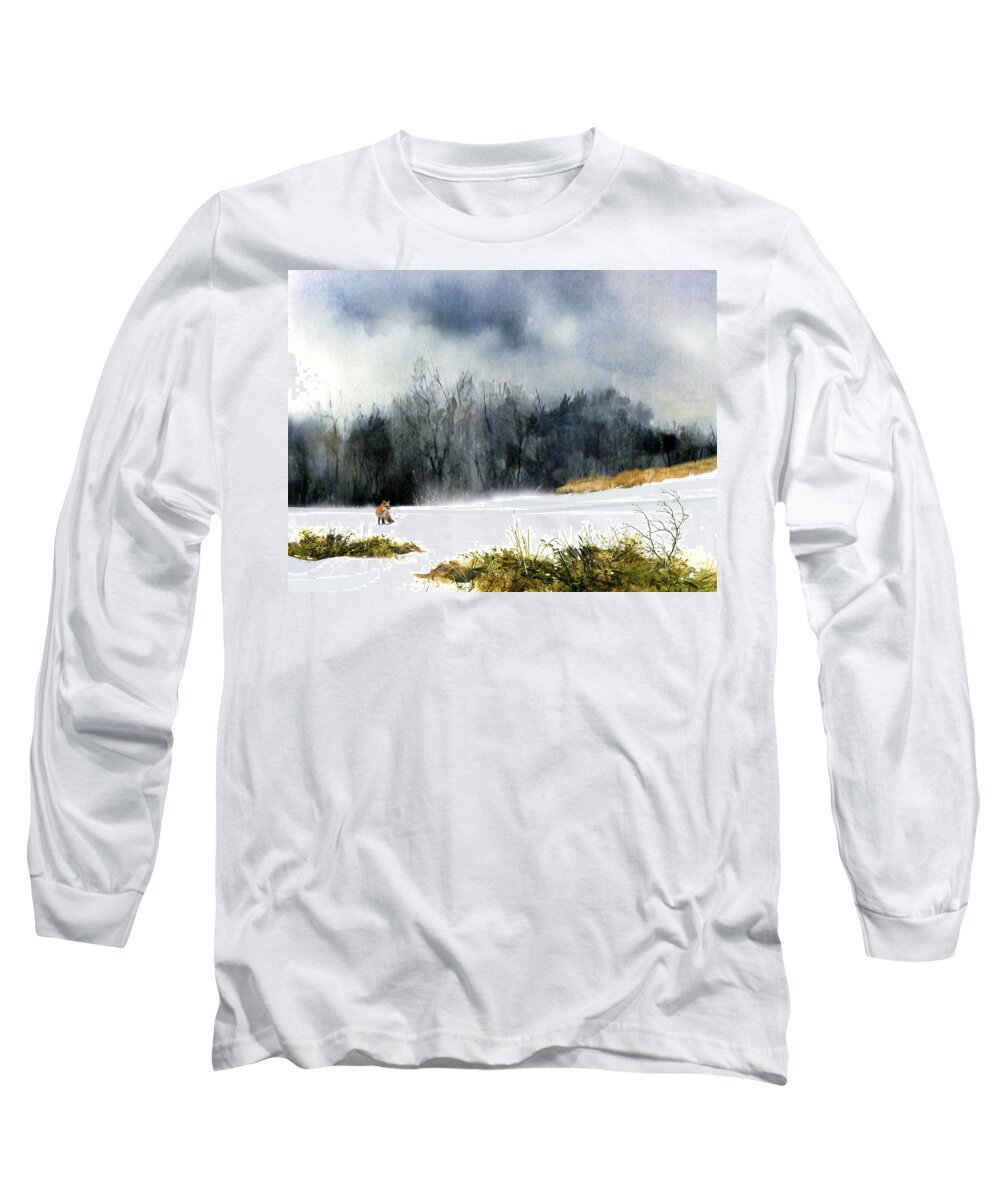 Animal Long Sleeve T-Shirt featuring the painting The Sly Fox by Paul Sachtleben