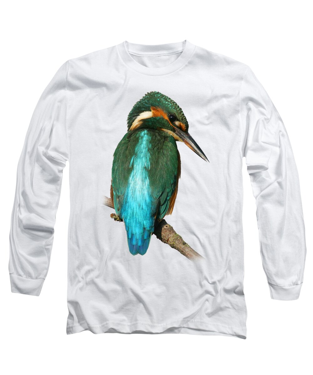 Kingfisher Long Sleeve T-Shirt featuring the photograph The watchful Kingfisher T-shirt by Tony Mills