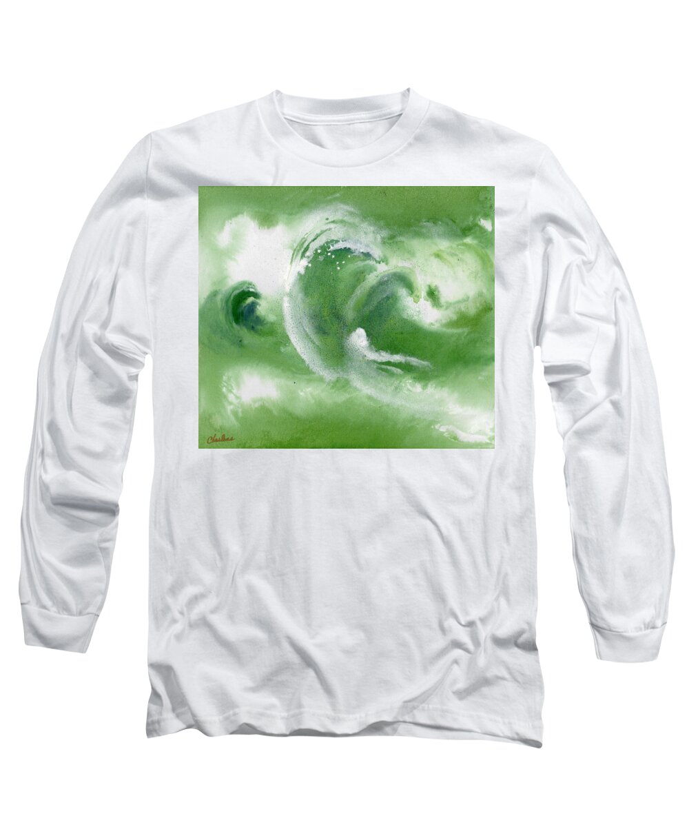 Ocean Wave Long Sleeve T-Shirt featuring the painting The Wave by Charlene Fuhrman-Schulz