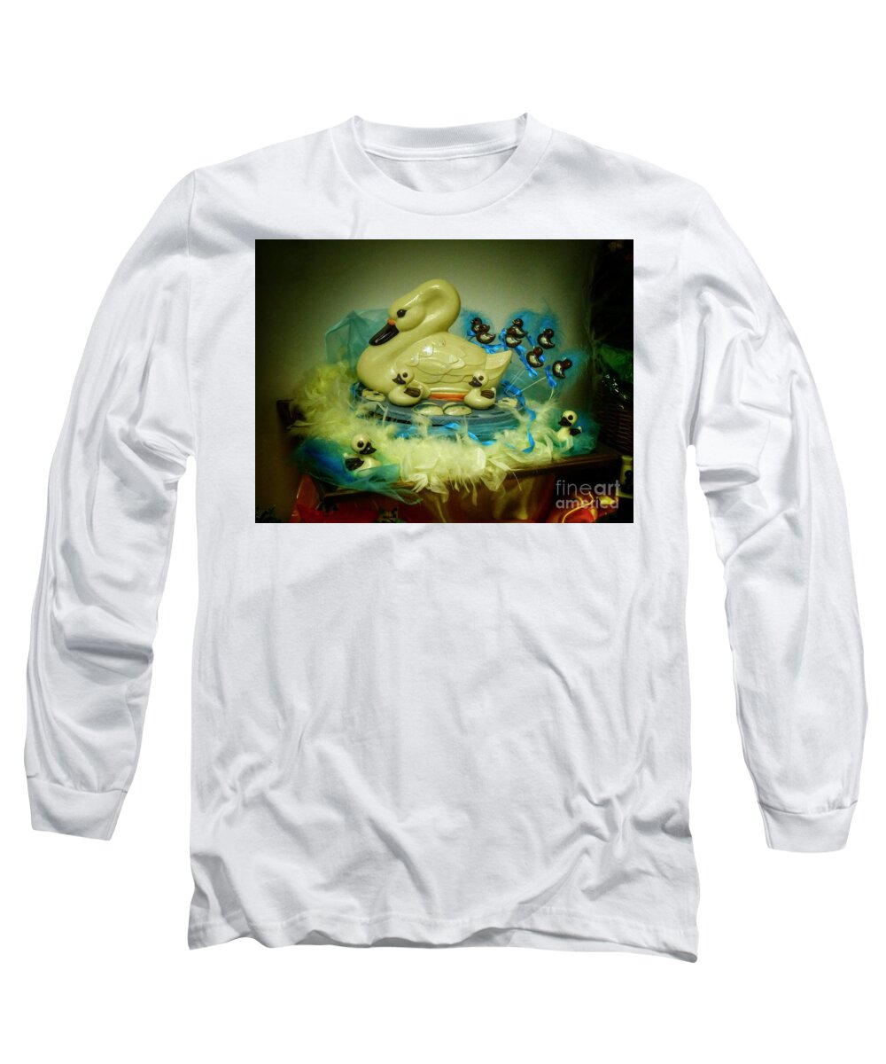 White Chocolate Long Sleeve T-Shirt featuring the photograph The White Chocolate Swan by Joan-Violet Stretch