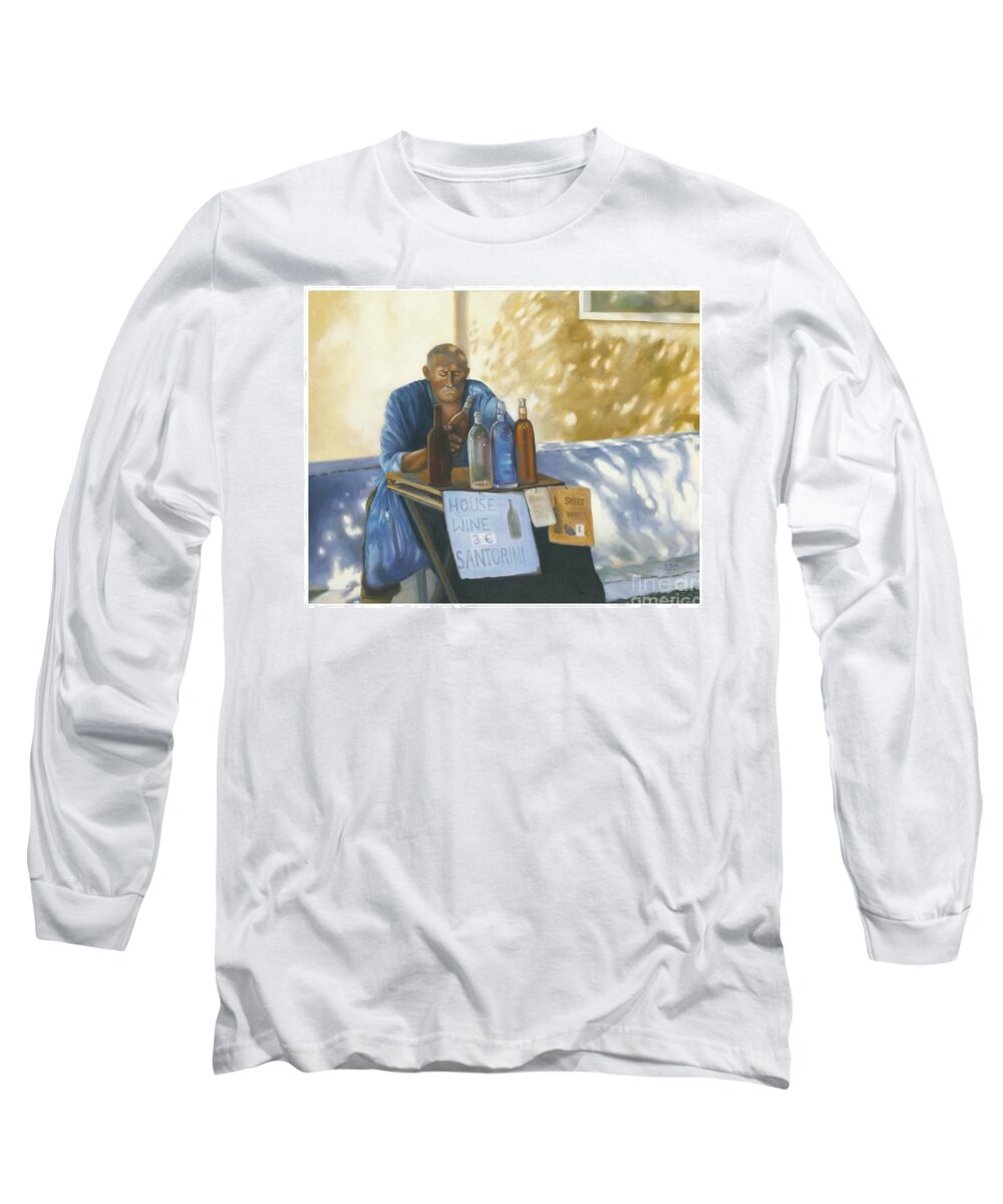 Portrait Long Sleeve T-Shirt featuring the painting The Wineseller by Marlene Book