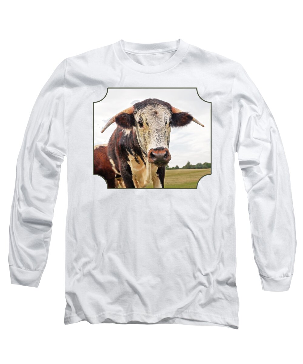 Brown Cow Long Sleeve T-Shirt featuring the photograph This Is My Field by Gill Billington