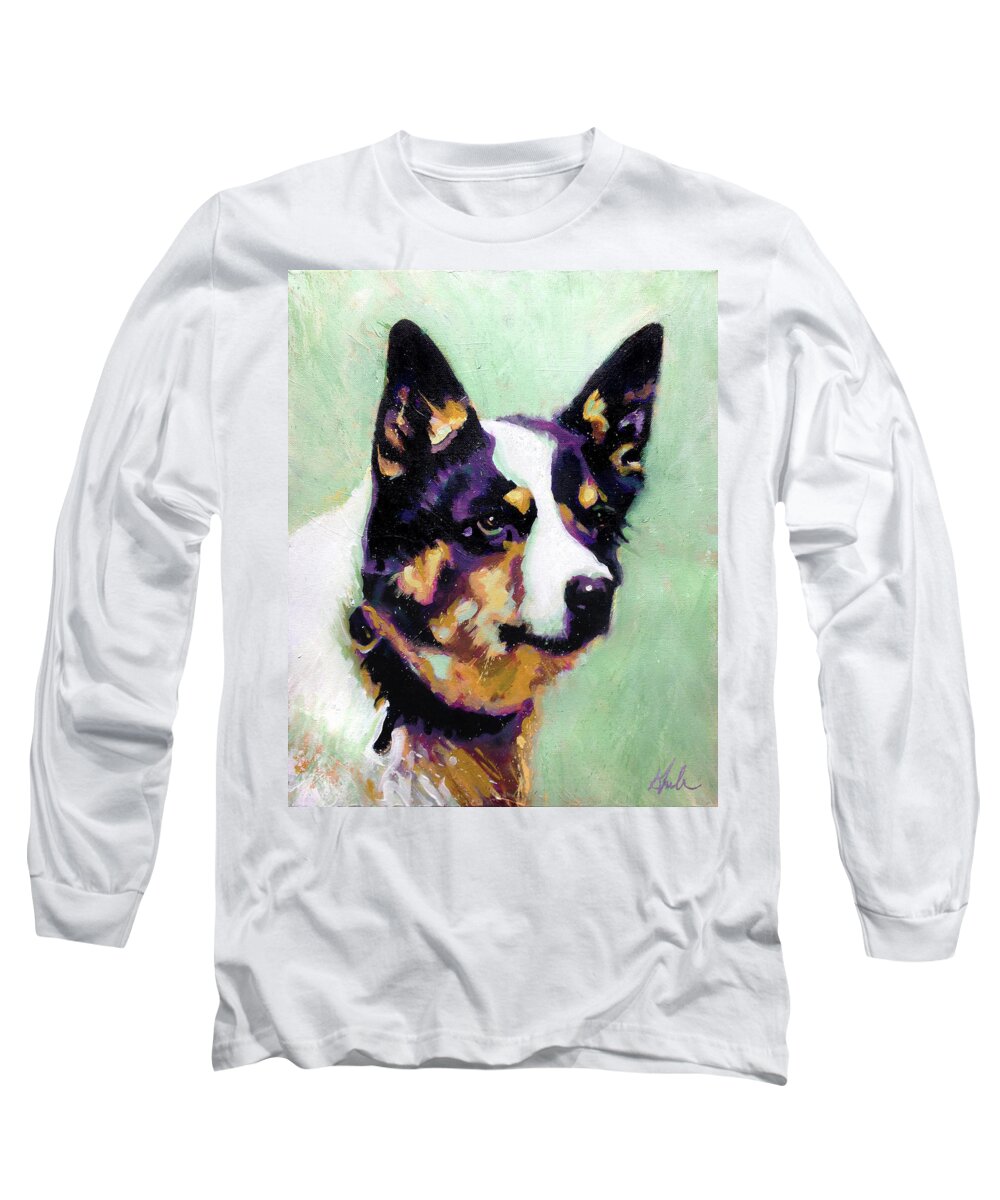 Cattle Dog Long Sleeve T-Shirt featuring the painting Tika by Steve Gamba