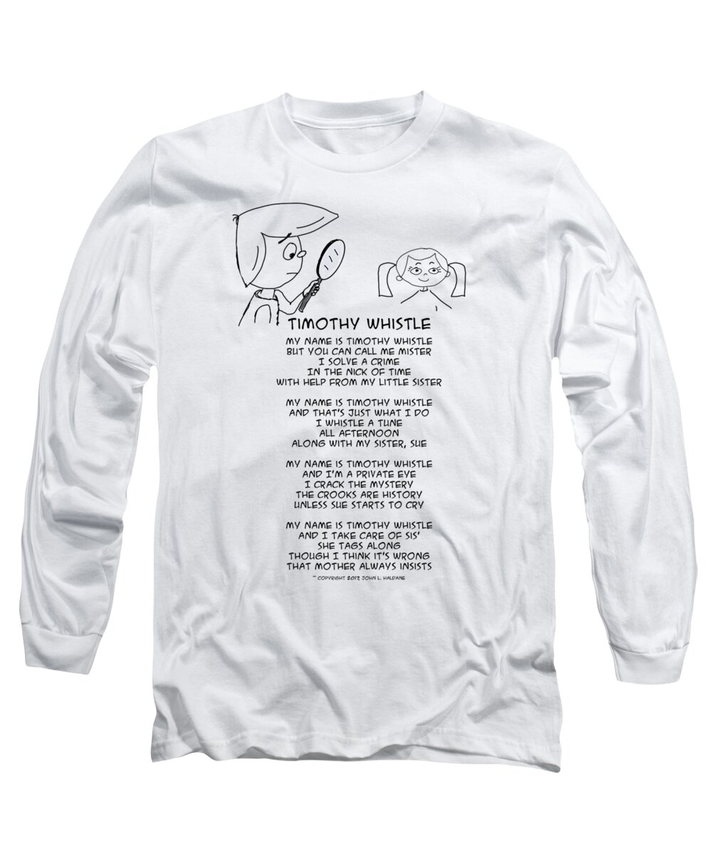 Detective Long Sleeve T-Shirt featuring the drawing Timothy Whistle by John Haldane