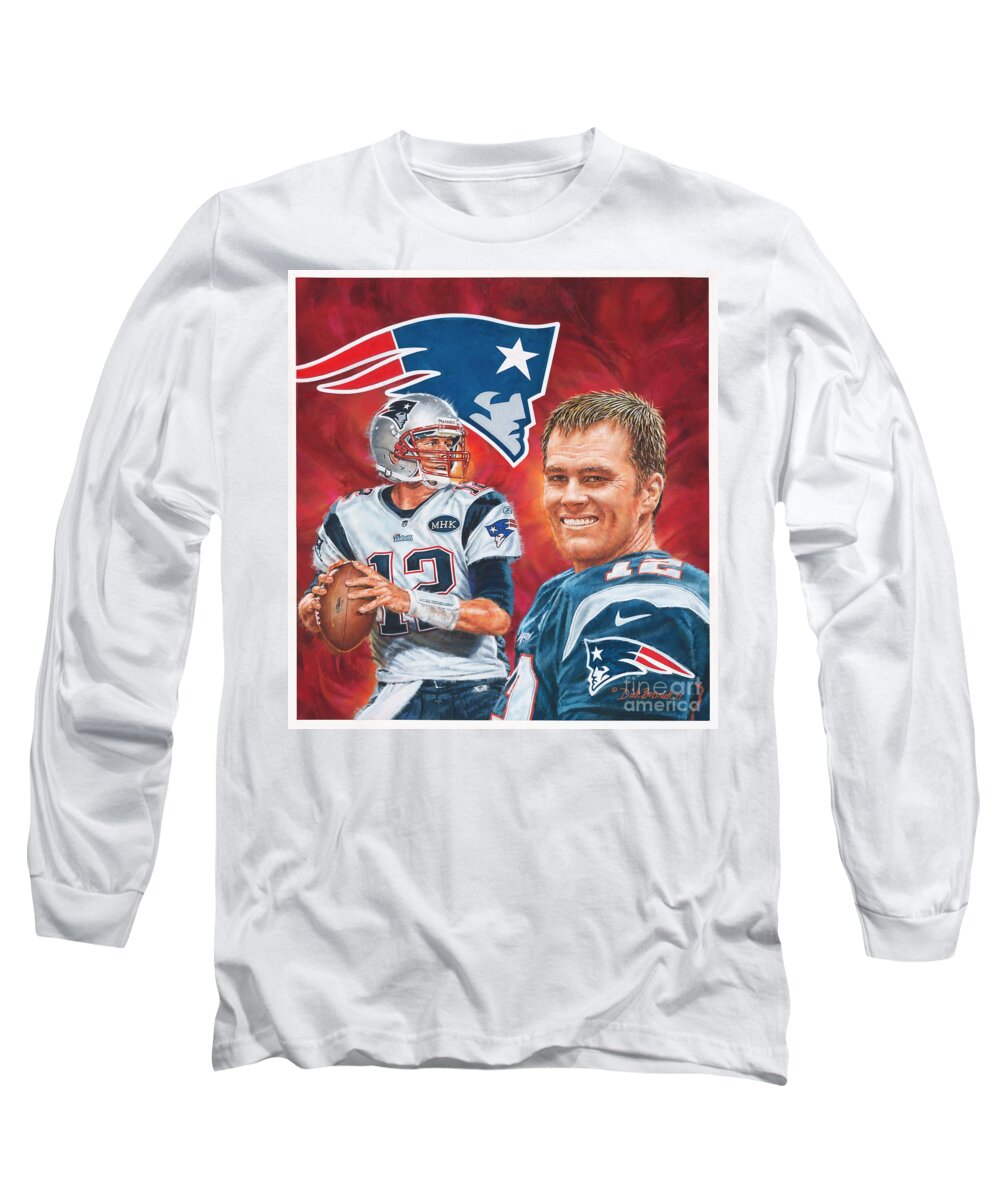 Tom Brady Long Sleeve T-Shirt featuring the painting Tom Brady - The Greatest by Dick Bobnick
