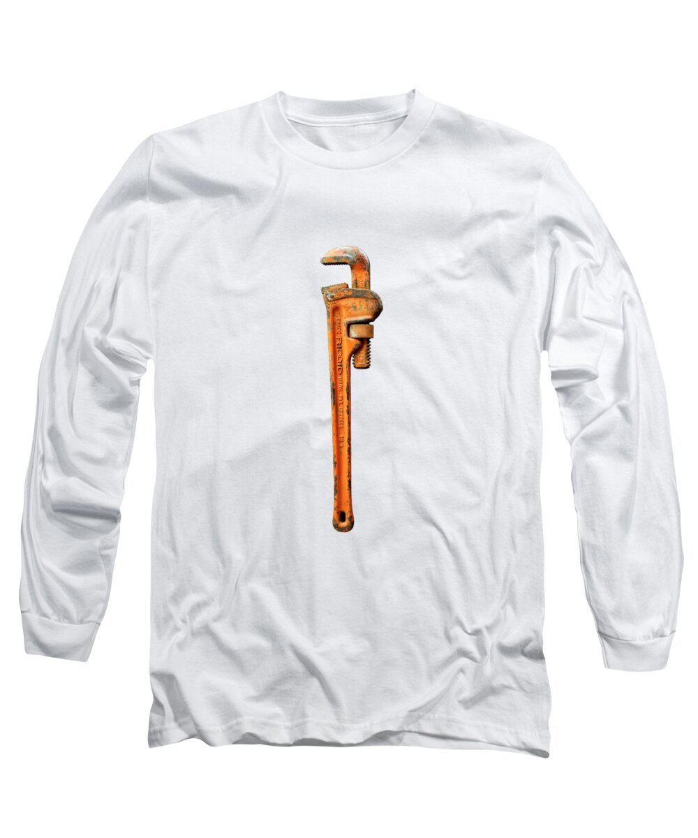 Antique Long Sleeve T-Shirt featuring the photograph Tools On Wood 60 on BW by YoPedro