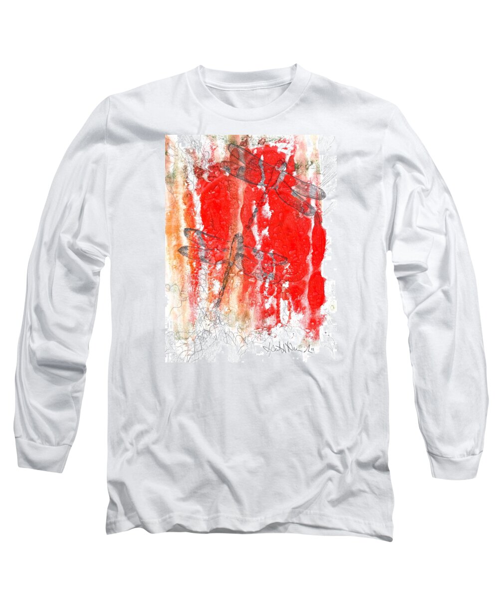 Dragonfly Long Sleeve T-Shirt featuring the painting Transforming 2 by Heather Hennick