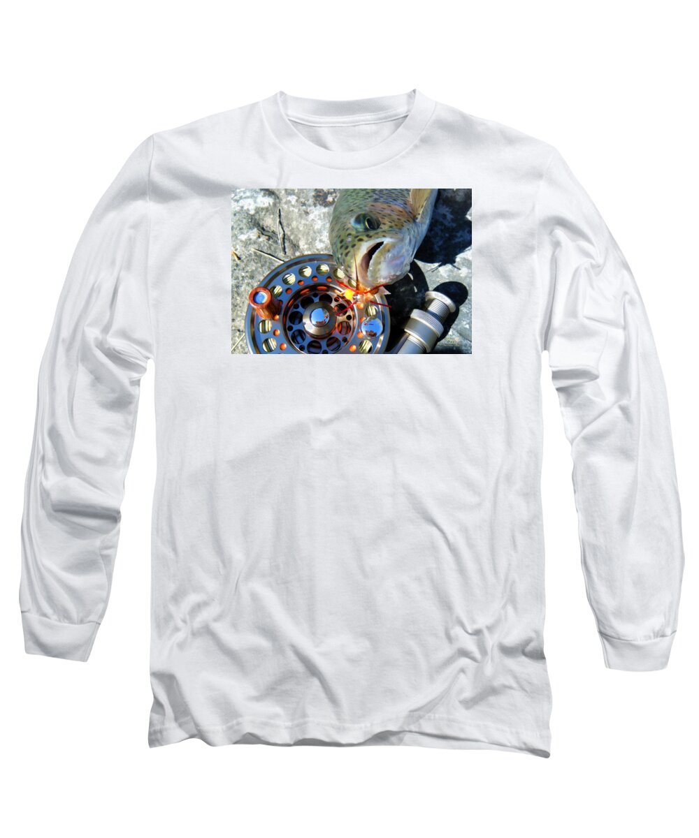 Aquatic Long Sleeve T-Shirt featuring the photograph Trout Fly by Sam Davis Johnson