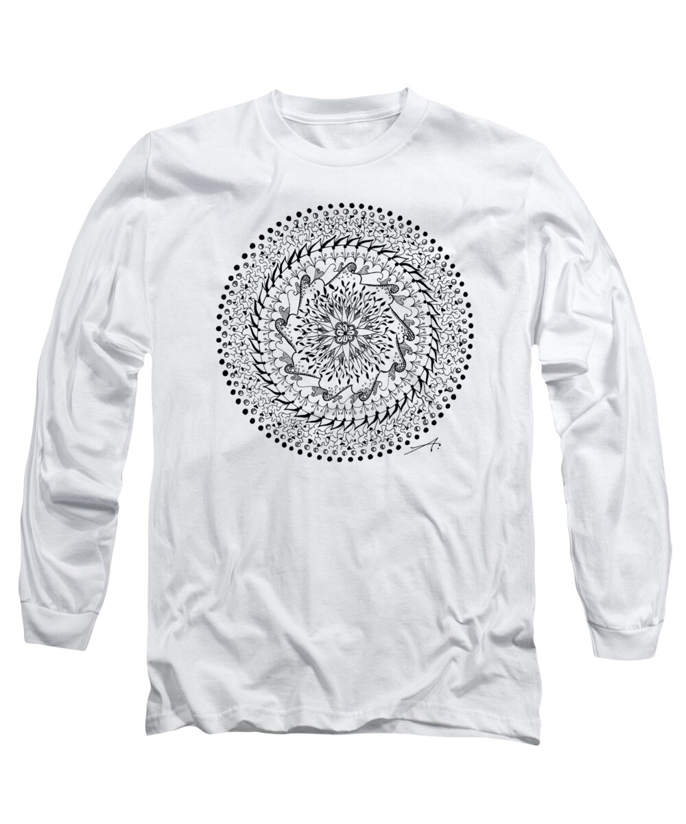 Drawing Long Sleeve T-Shirt featuring the drawing Turning Point by Ana V Ramirez