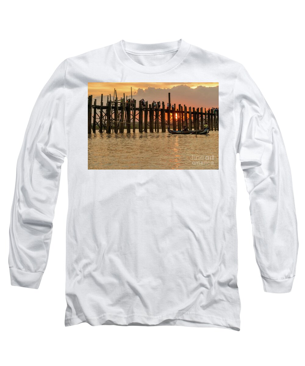 River Long Sleeve T-Shirt featuring the photograph U-Bein Bridge by Werner Padarin