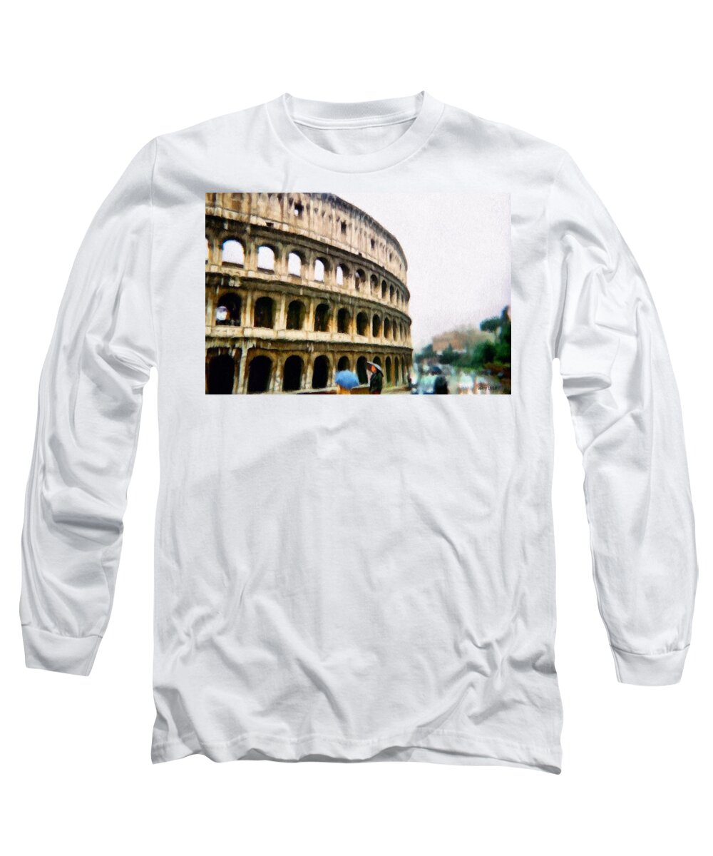 Pale Long Sleeve T-Shirt featuring the painting Under Pale Blue Umbrellas by Jeffrey Kolker