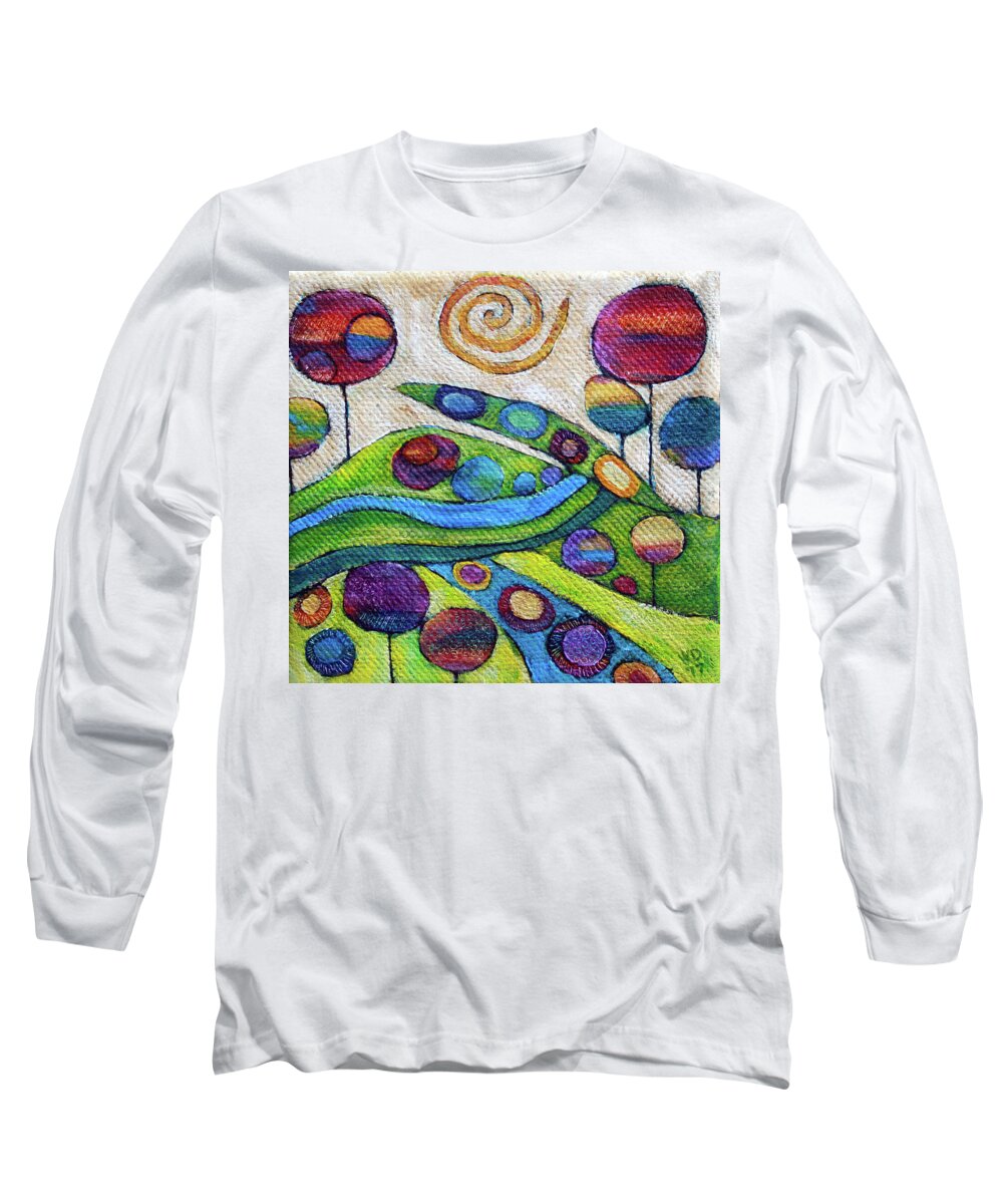 Abstract Long Sleeve T-Shirt featuring the painting Unicorns Live Here by Winona's Sunshyne