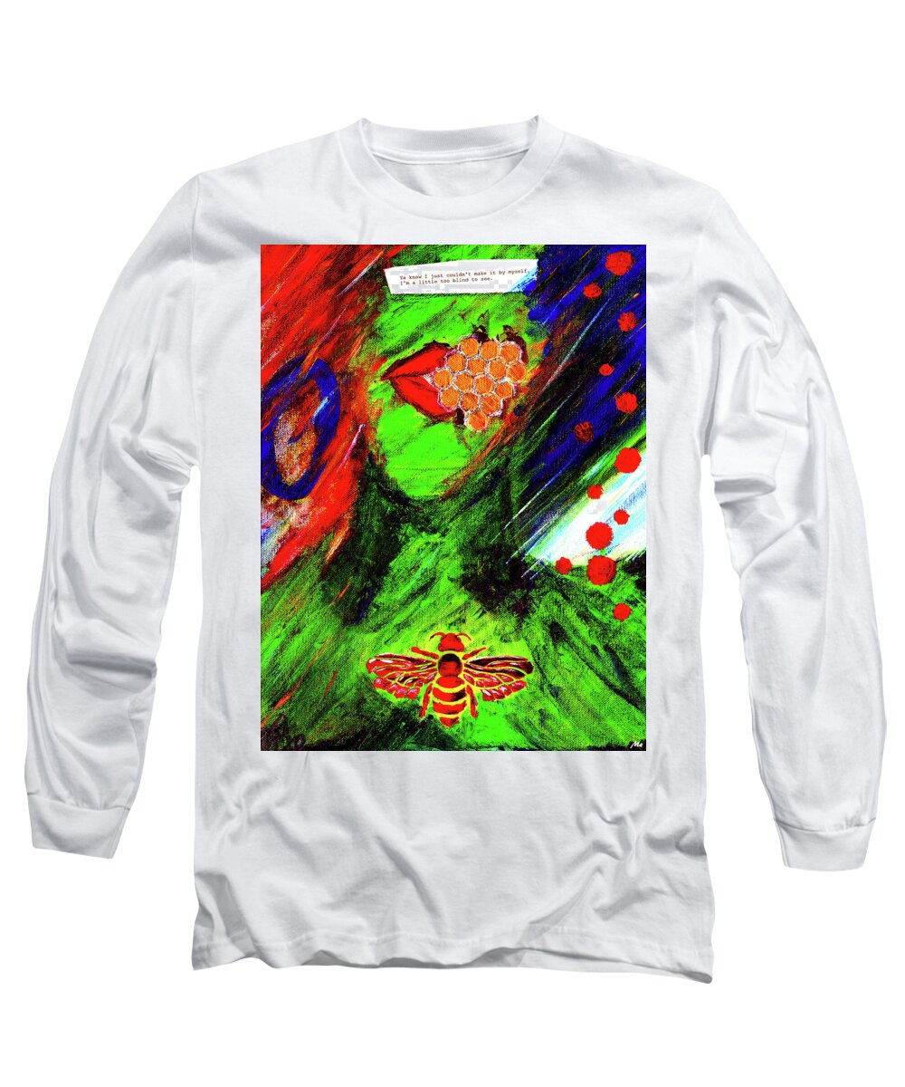 Music Long Sleeve T-Shirt featuring the mixed media Untitled Dylan by Meghan Elizabeth