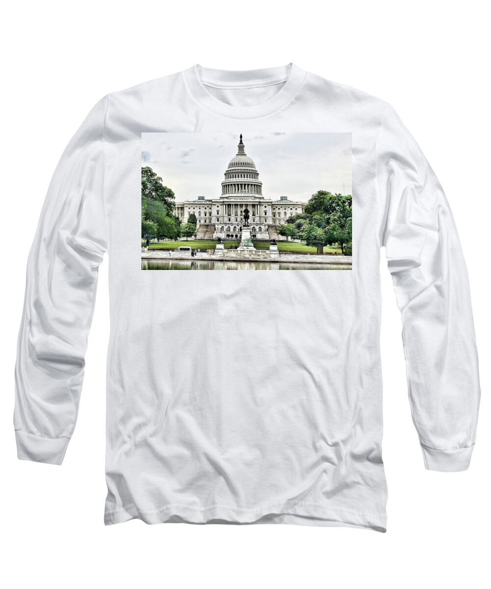 United States Long Sleeve T-Shirt featuring the photograph U.S. Capitol Building by La Dolce Vita