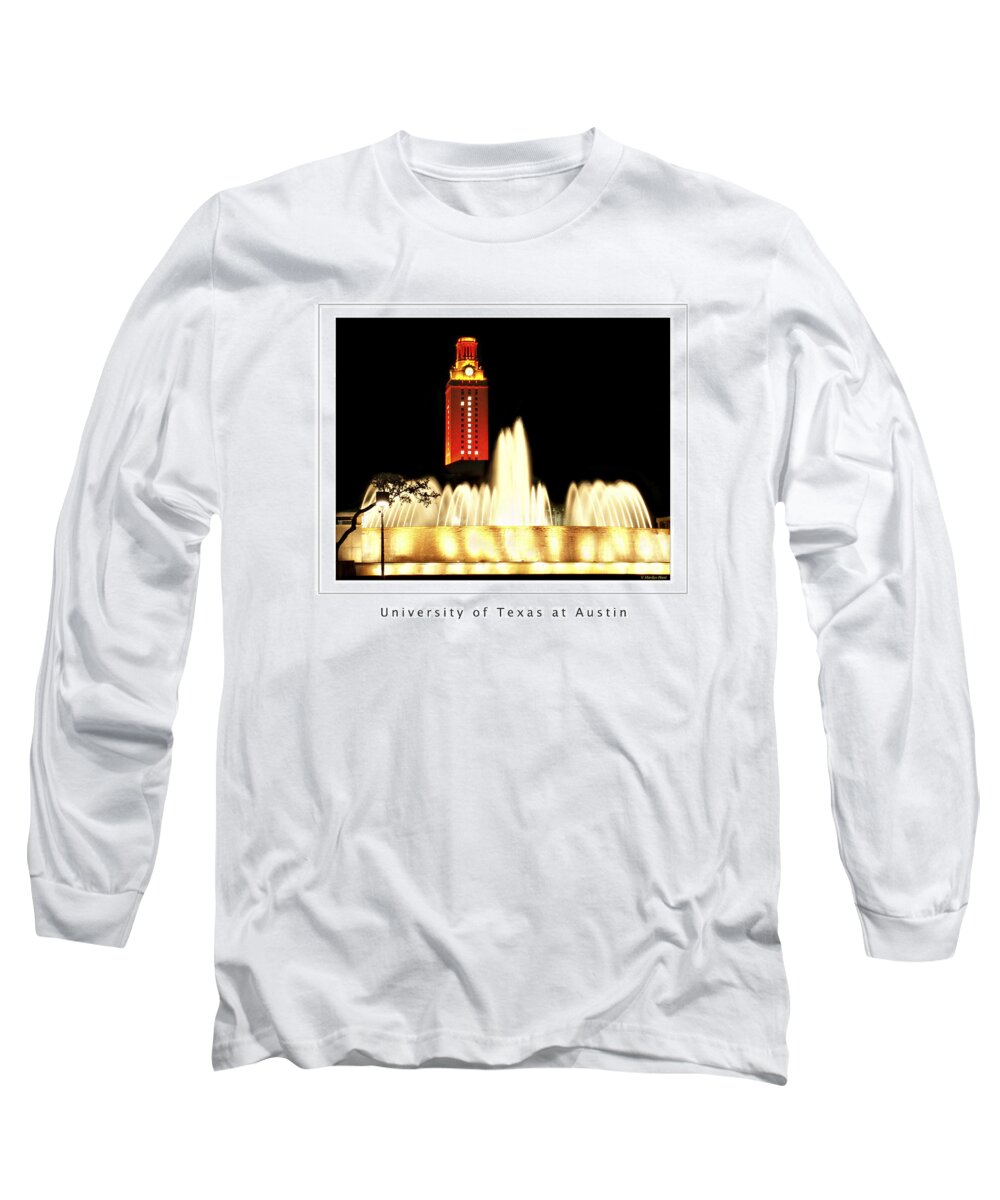 University Texas Austin Long Sleeve T-Shirt featuring the photograph UT Tower Poster by Marilyn Hunt