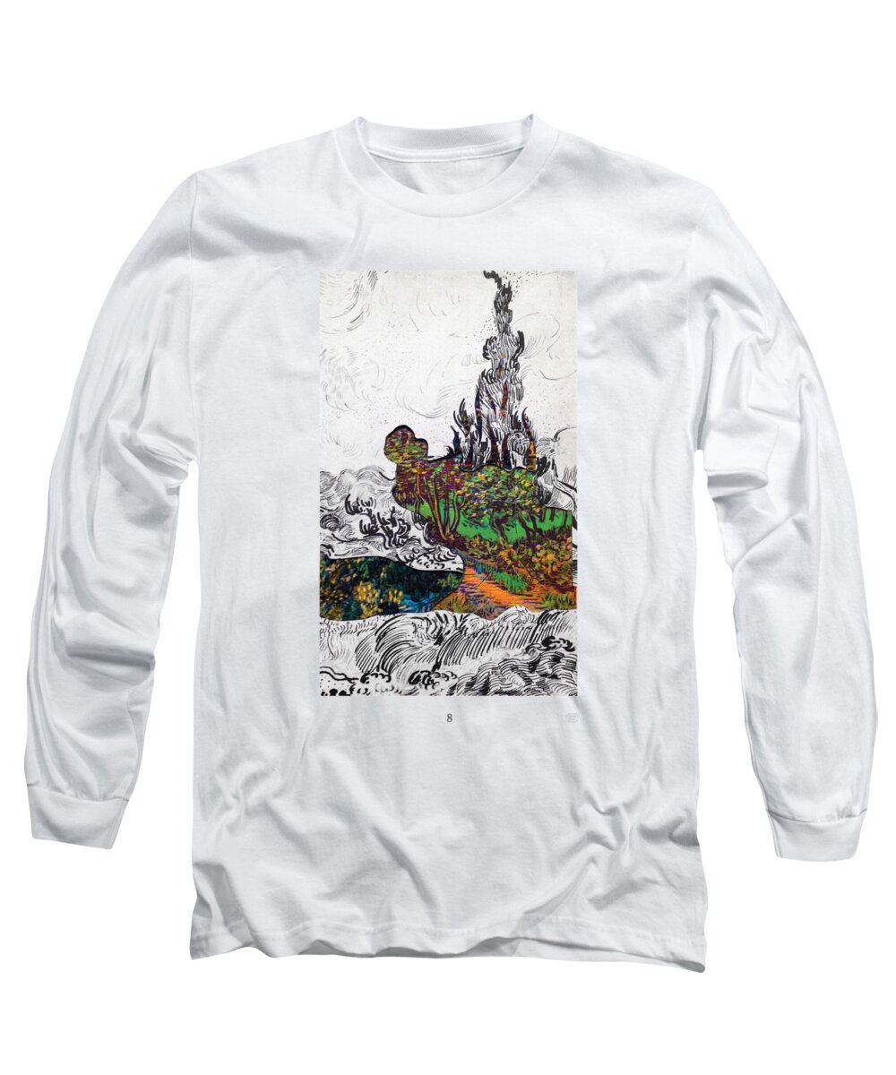 Collage Long Sleeve T-Shirt featuring the mixed media V ogh 8 by Stan Magnan