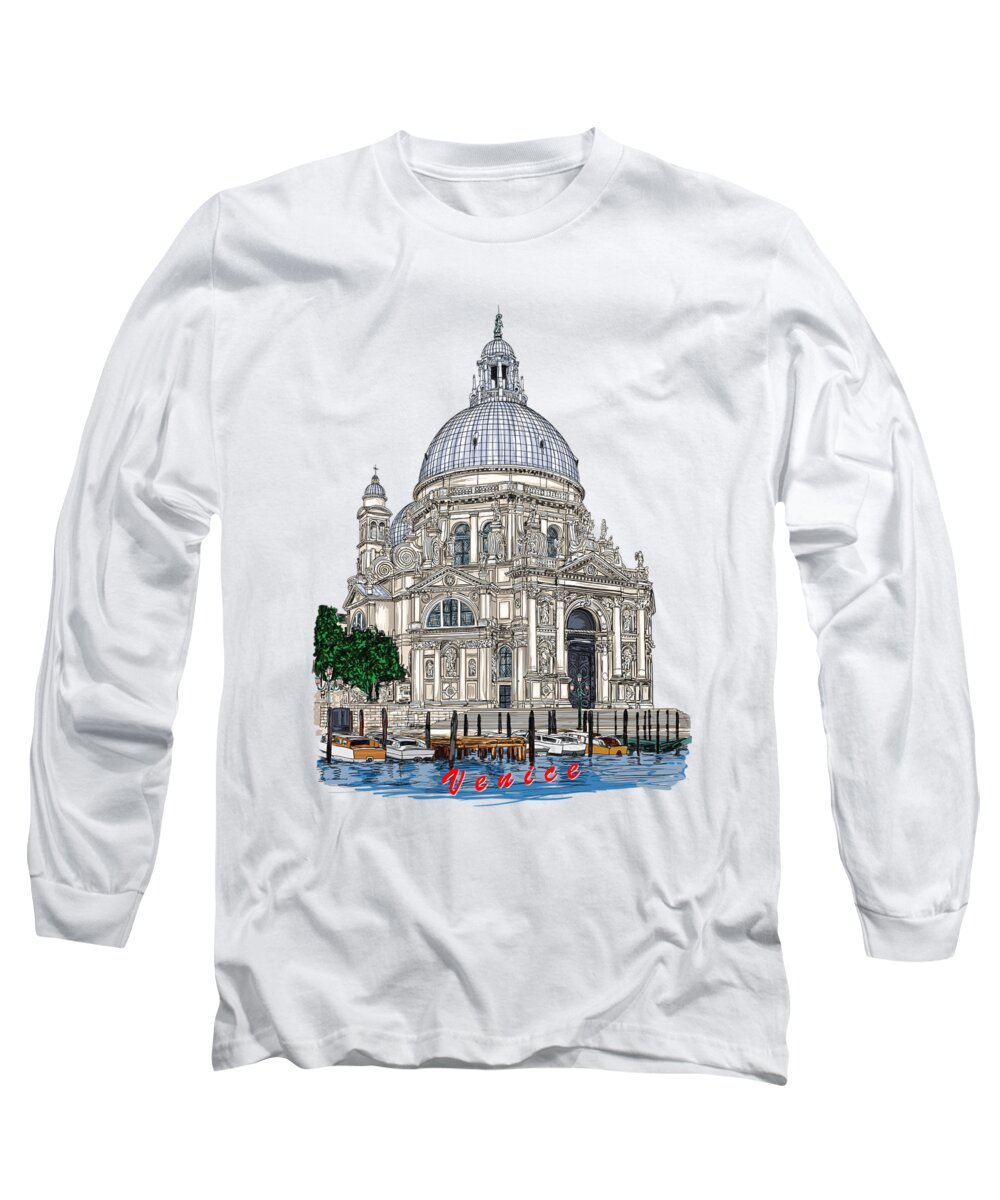 Venice Long Sleeve T-Shirt featuring the digital art Venice by Andrzej Szczerski