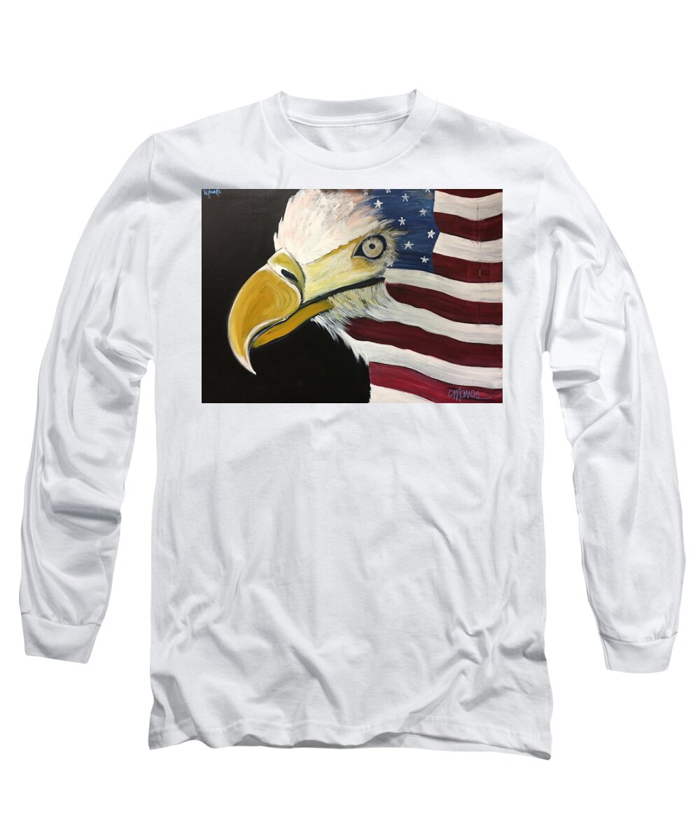 Veteran Long Sleeve T-Shirt featuring the painting Veteran's Day Eagle by Laurie Maves ART