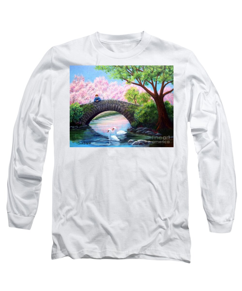 View Long Sleeve T-Shirt featuring the painting View from the Bridge by Sarah Irland