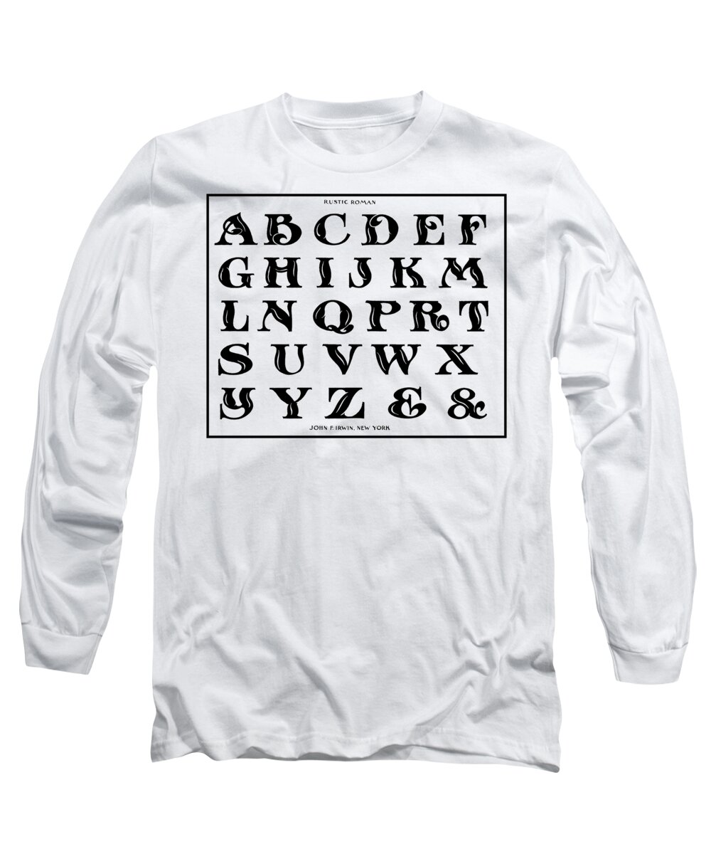 Vintage Long Sleeve T-Shirt featuring the digital art vintage 1906 Alphabet Rustic Roman font by Heidi De Leeuw