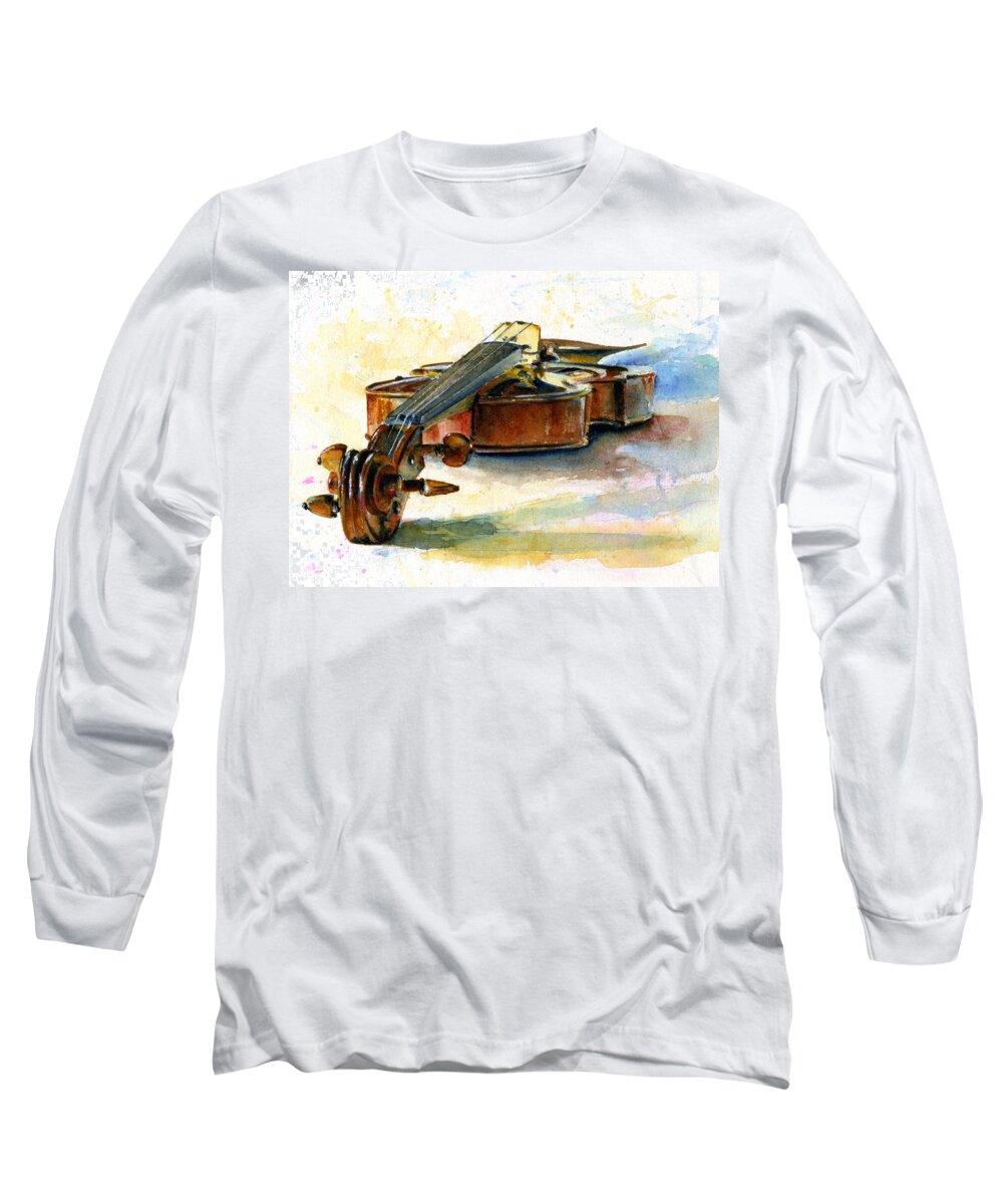 Violin Long Sleeve T-Shirt featuring the painting Violin 2 by John D Benson