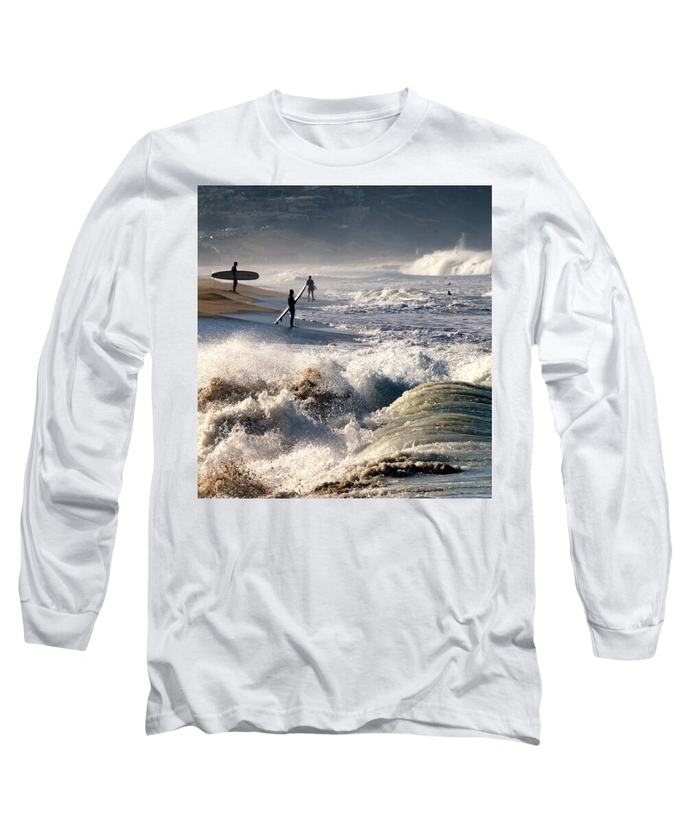 Surfers Long Sleeve T-Shirt featuring the photograph Waiting by Mike-Hope by Michael Hope