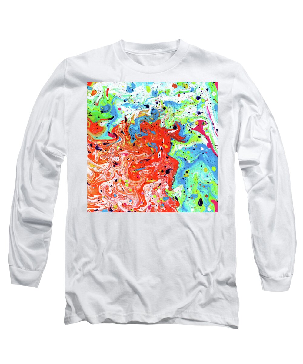 Abstract Long Sleeve T-Shirt featuring the mixed media Walrus by Meghan Elizabeth