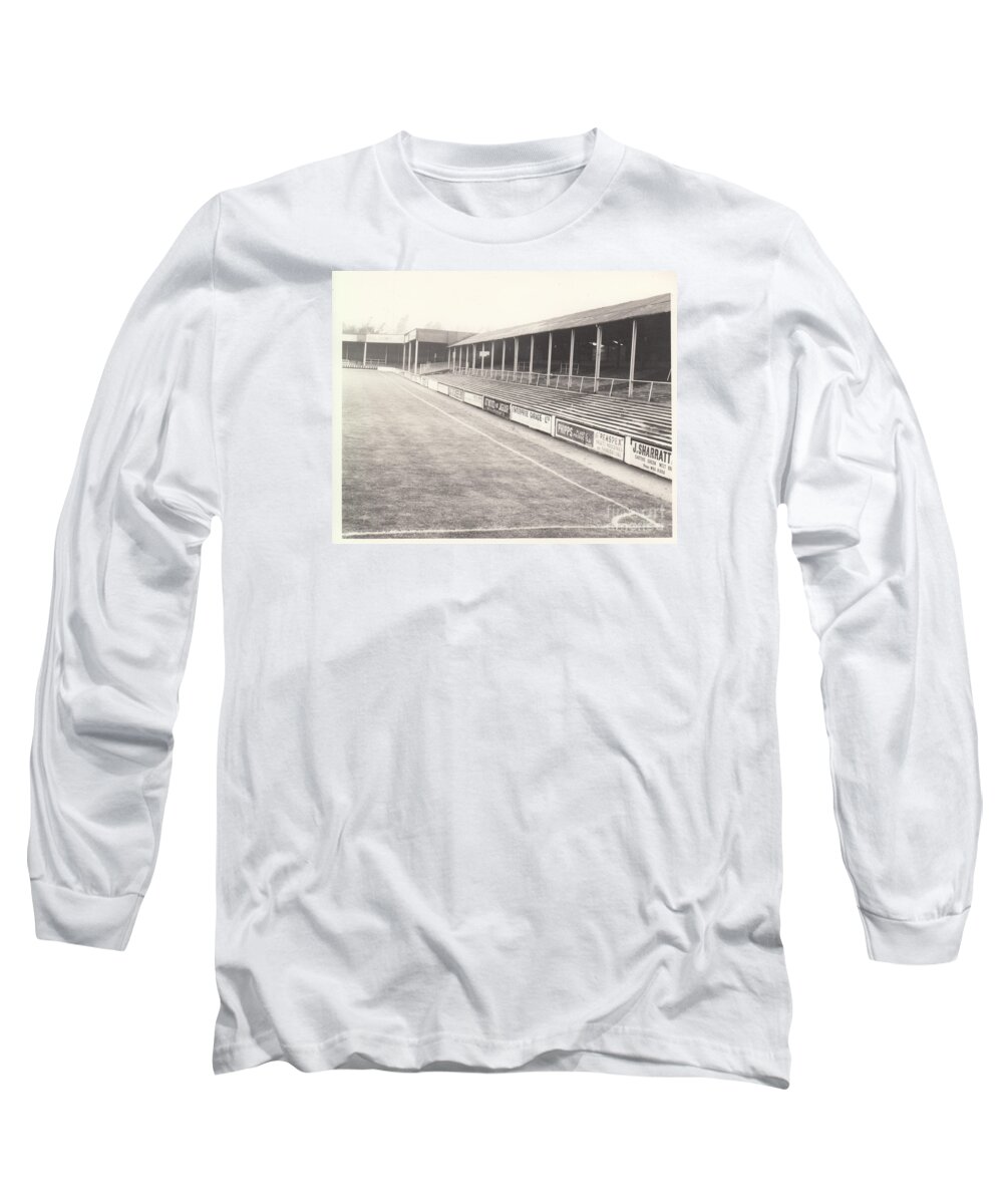  Long Sleeve T-Shirt featuring the photograph Walsall - Fellows Park - Popular Side 1 - BW - Agusrt 1969 by Legendary Football Grounds