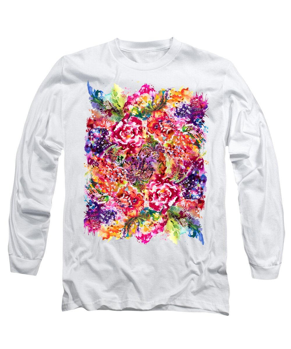 Flower Long Sleeve T-Shirt featuring the painting Watercolor garden III by Isabel Salvador