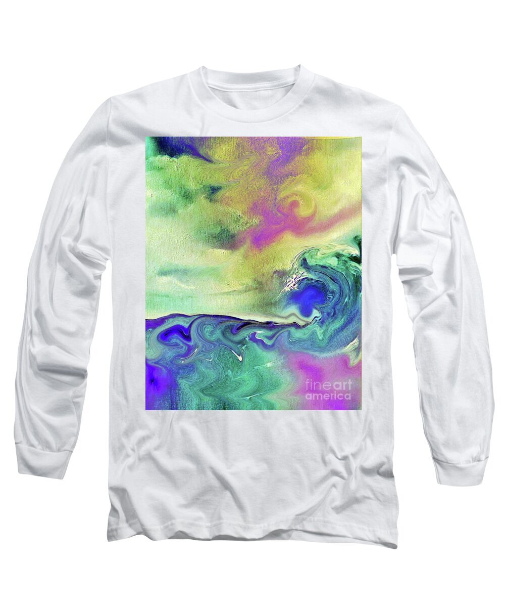 Oil Painting Long Sleeve T-Shirt featuring the digital art Wave Dancer by Tracey Lee Cassin
