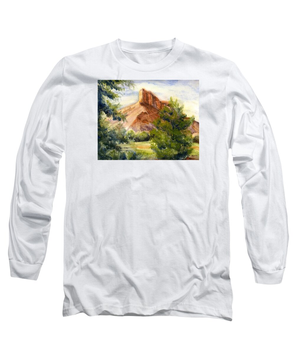 Landscape Long Sleeve T-Shirt featuring the painting Western Landscape Watercolor by Karla Beatty