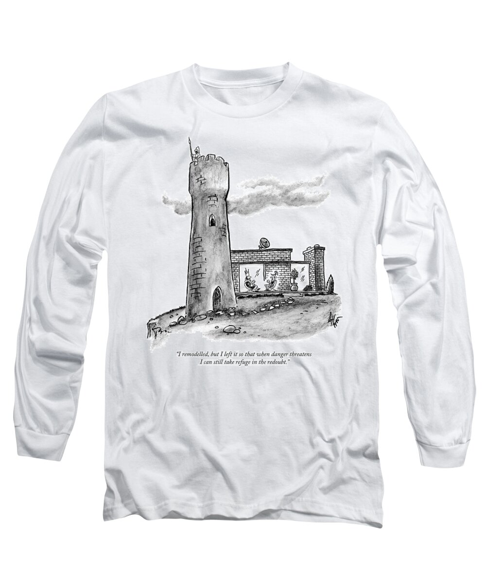 i Remodeled Long Sleeve T-Shirt featuring the drawing When danger threatens I can still take refuge in the redoubt by Frank Cotham