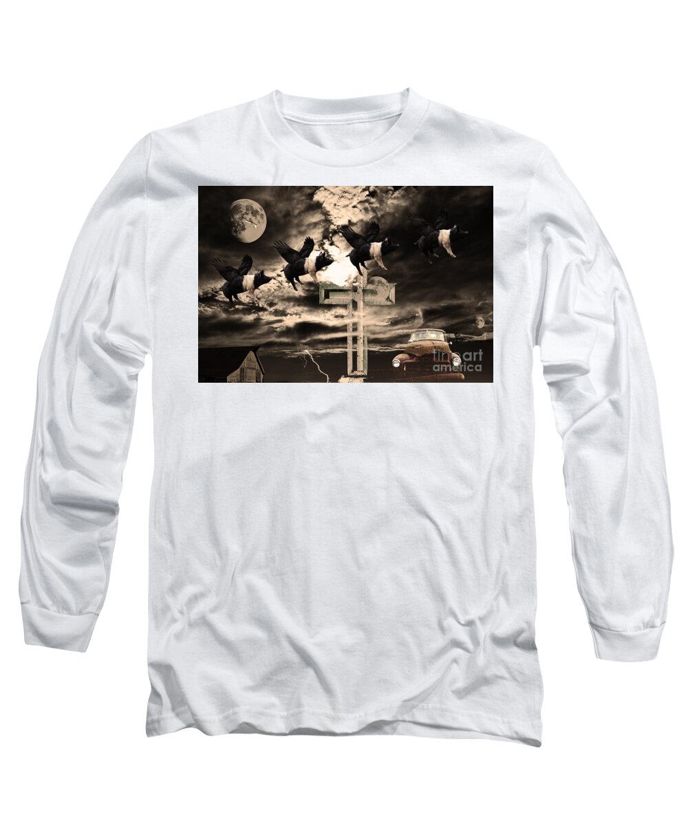 Wingsdomain Long Sleeve T-Shirt featuring the photograph When Pigs Fly by Wingsdomain Art and Photography