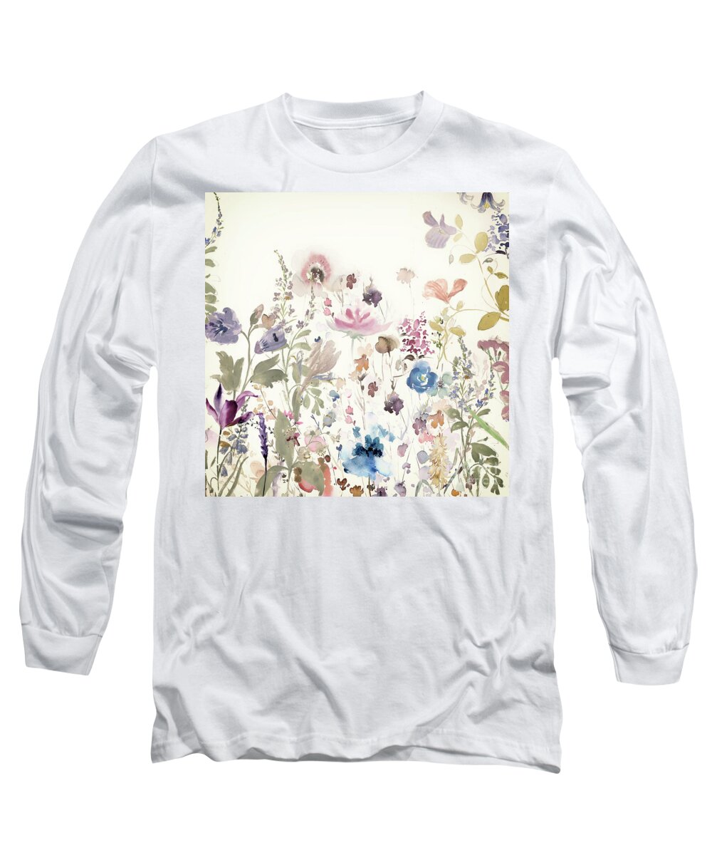 Flowers Long Sleeve T-Shirt featuring the painting Whimsique by Mindy Sommers