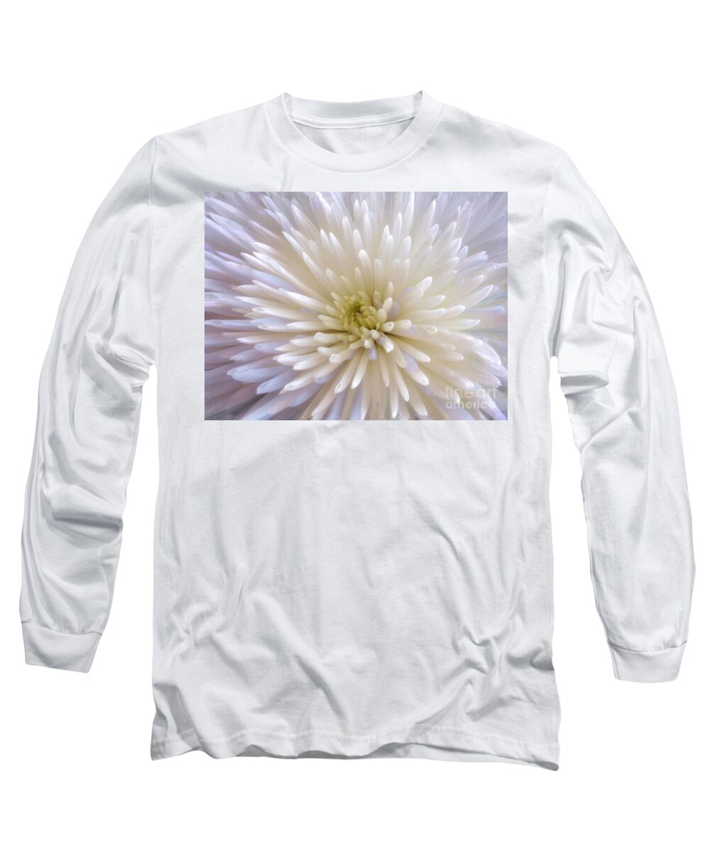 Chrysanthemum Long Sleeve T-Shirt featuring the photograph White Colour Burst by Joan-Violet Stretch