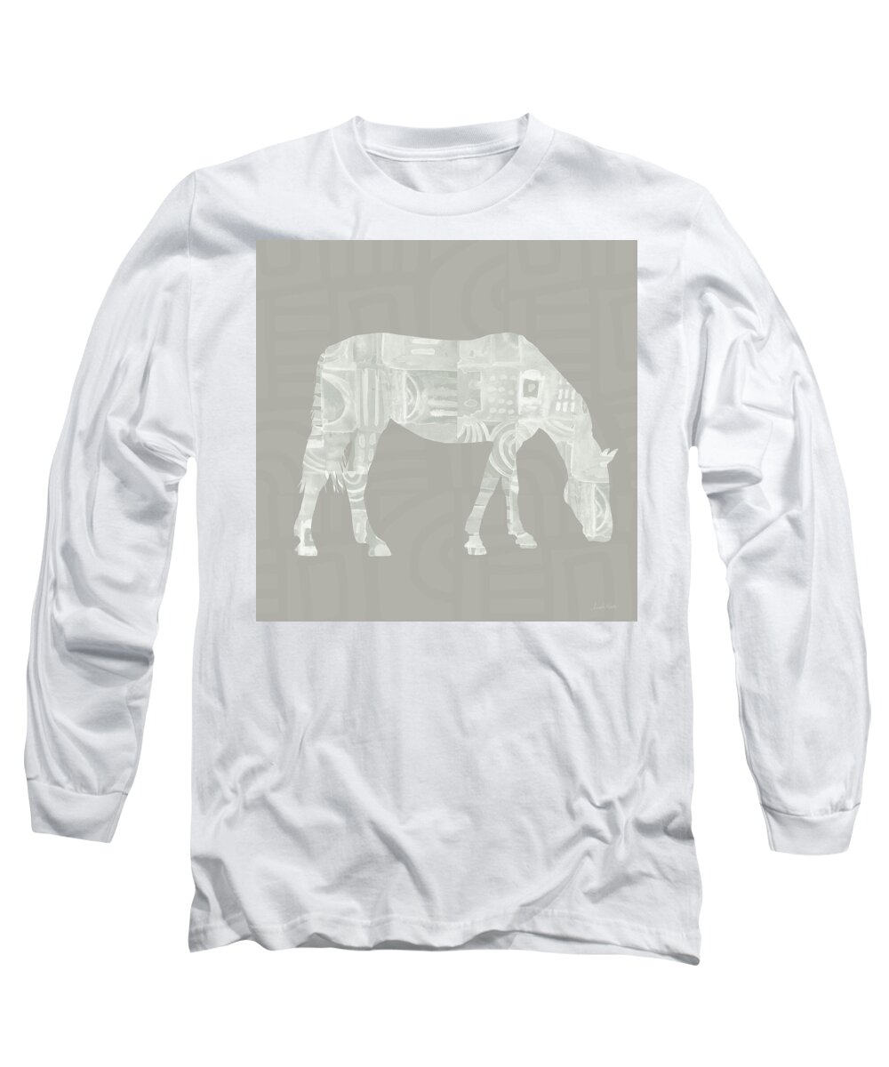 Horse Long Sleeve T-Shirt featuring the painting White Horse 2- Art by Linda Woods by Linda Woods