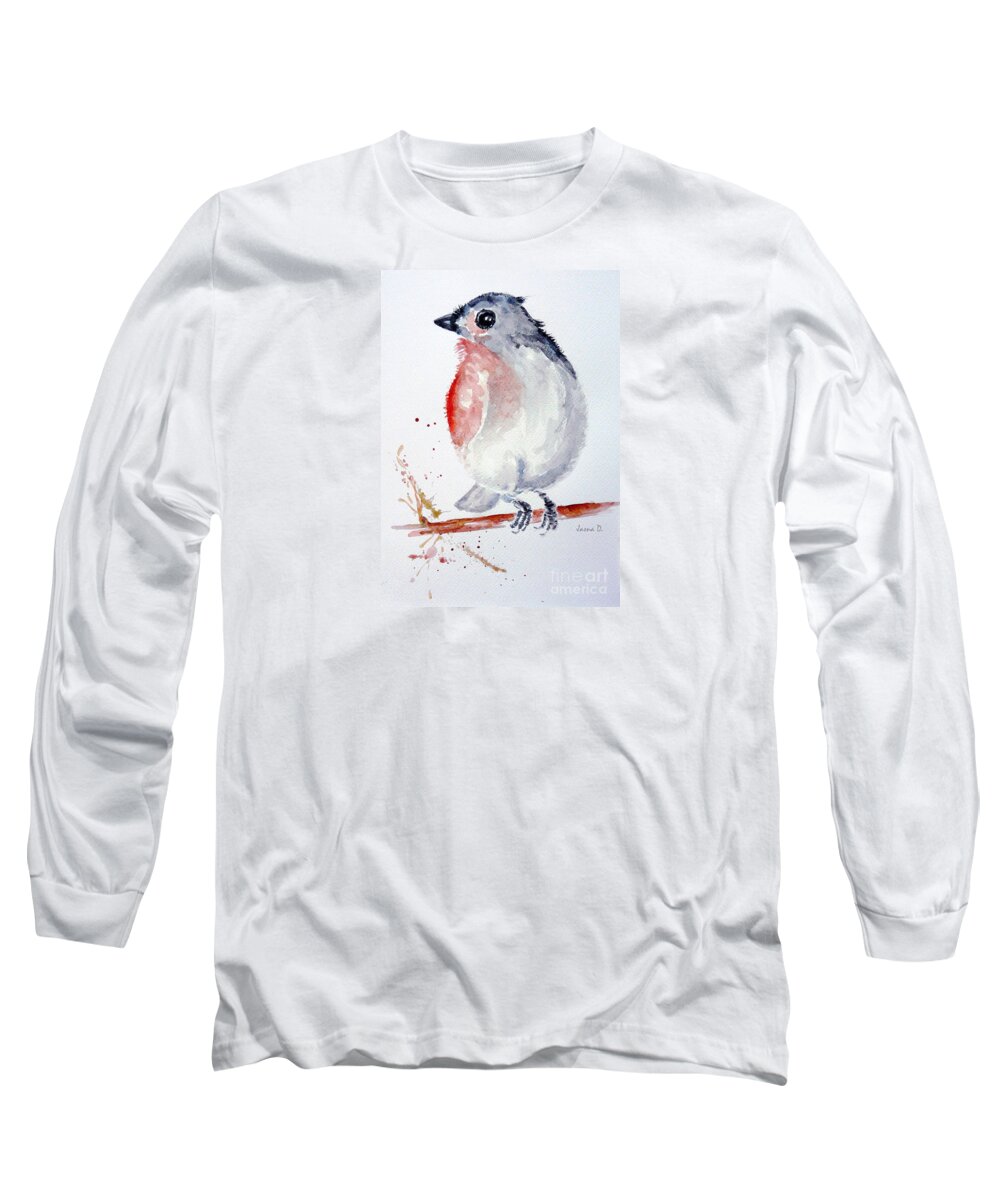 Bird Long Sleeve T-Shirt featuring the painting Who's there ? by Jasna Dragun