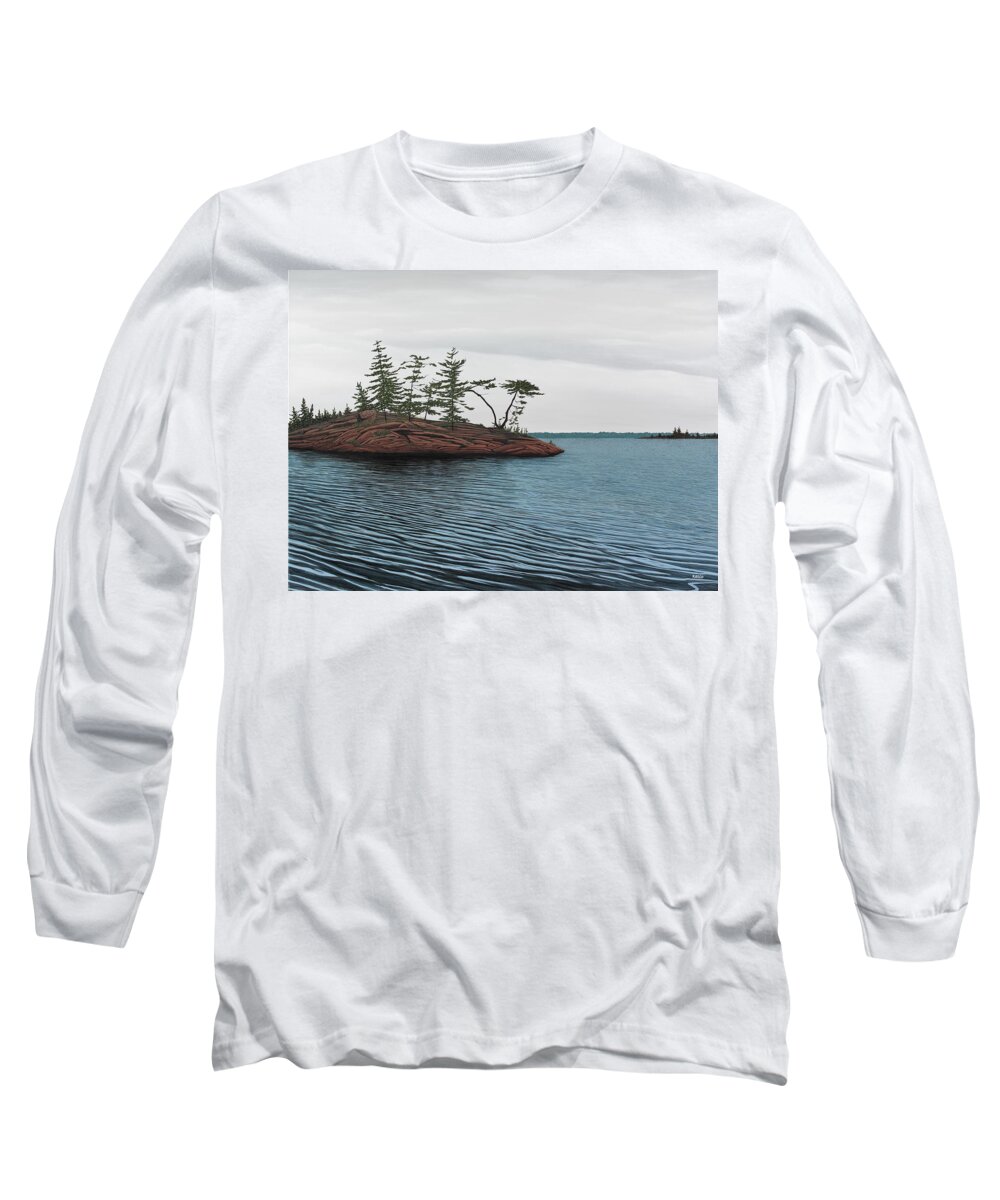 Island Long Sleeve T-Shirt featuring the painting Windswept Island Georgian Bay by Kenneth M Kirsch