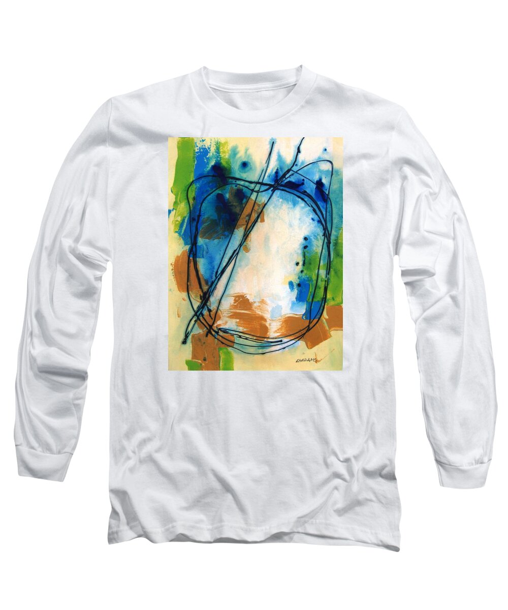 Abstract Long Sleeve T-Shirt featuring the painting Wonky Circle by Louise Adams